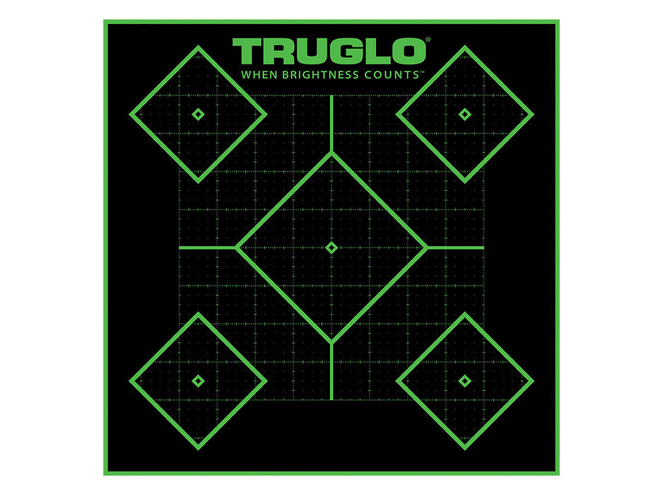 TruGlo TGTG14A25BB Tru-See Diamond Target Black/Green Self-Adhesive Heavy Paper Universal Fluorescent Green 25 Pack