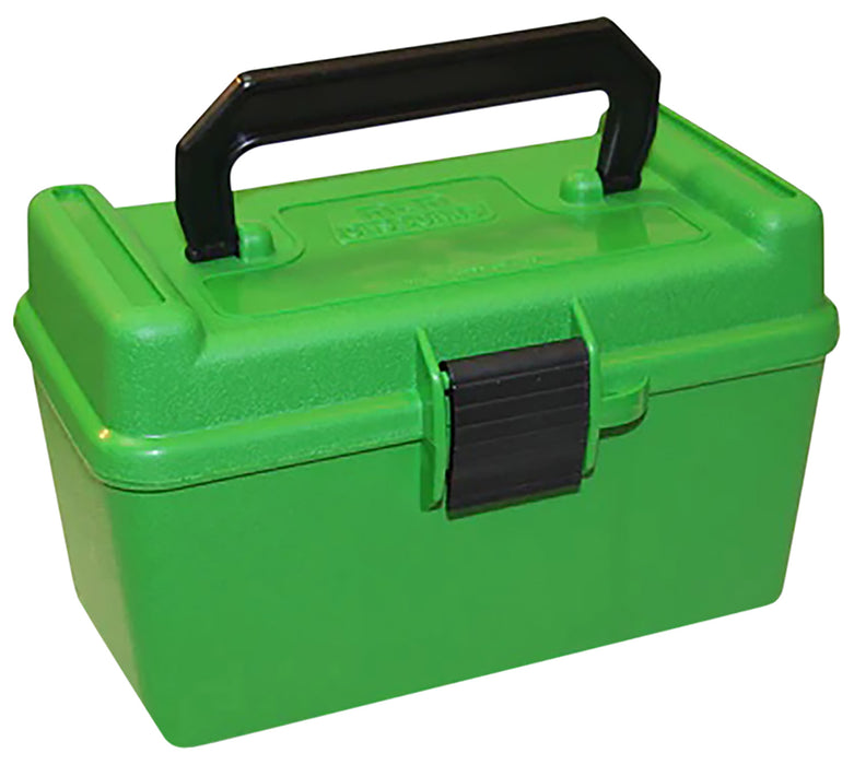 MTM Case-Gard H50XL10 Deluxe Ammo Box  for .300 WSM/.300 RUM Green Polypropylene 50rd