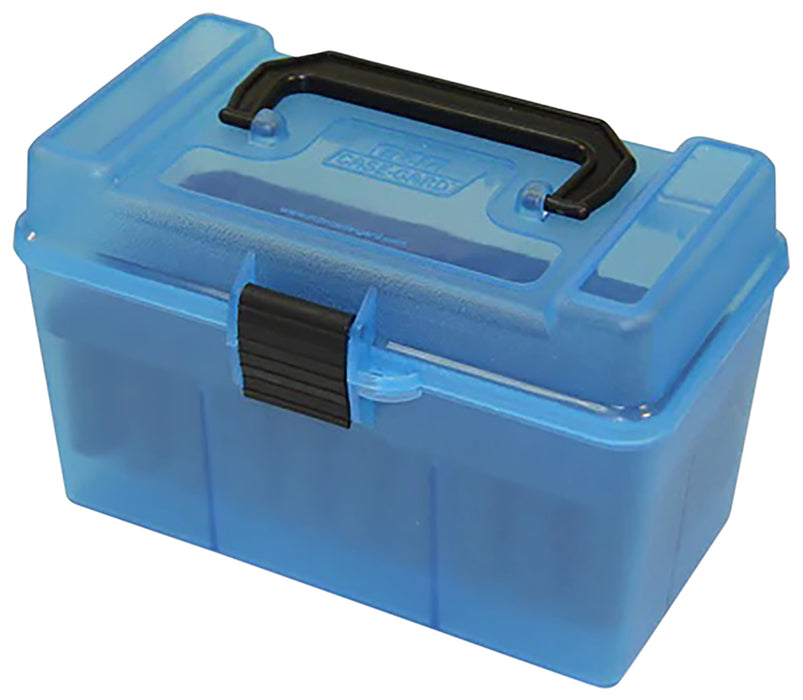 MTM Case-Gard H50RL24 Deluxe Ammo Box  for 25-06 Rem/.30-06 Springfield Clear Blue Polypropylene 50rd