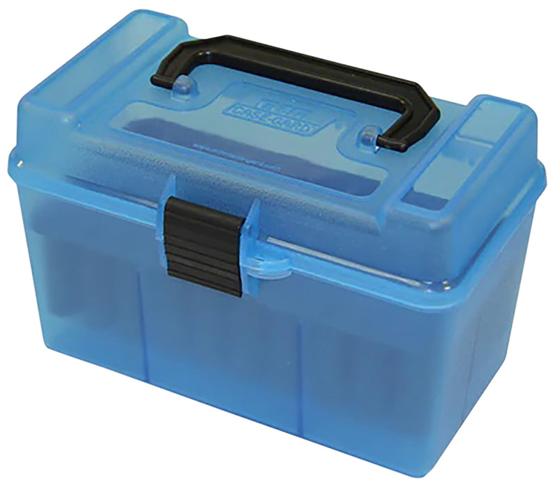 MTM Case-Gard H50RMAG24 Deluxe Ammo Box  for 7mm Rem/Mag 300 Win Mag Clear Blue Polypropylene 50rd