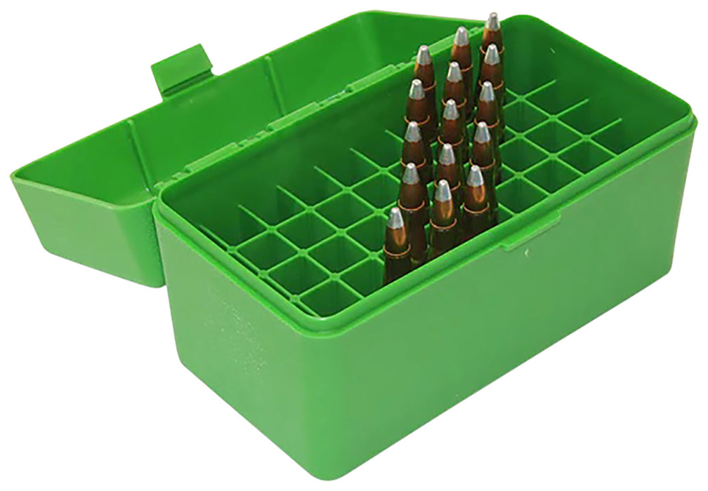 MTM Case-Gard RM5010 Ammo Box Flip-Top 308 Win 220 Swift 243 Win Green Polypropylene 50rd