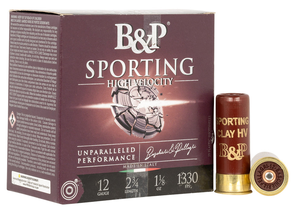 Baschieri & Pellagri (B&P) 12B8SCH8 B&P Sporting 12 Gauge 2.75" 1 1/8 oz 8 Shot 25 Per Box/ 10 Cs