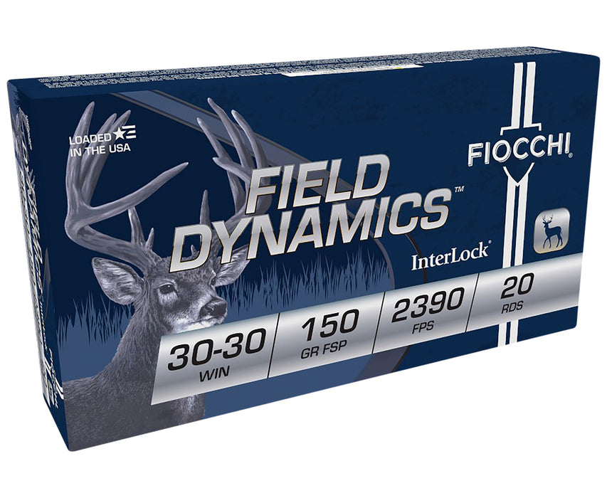 Fiocchi 3030B Field Dynamics InterLock 30-30 Win 150 gr Flat Soft Point (FSP) 20 Per Box/ 10 Cs