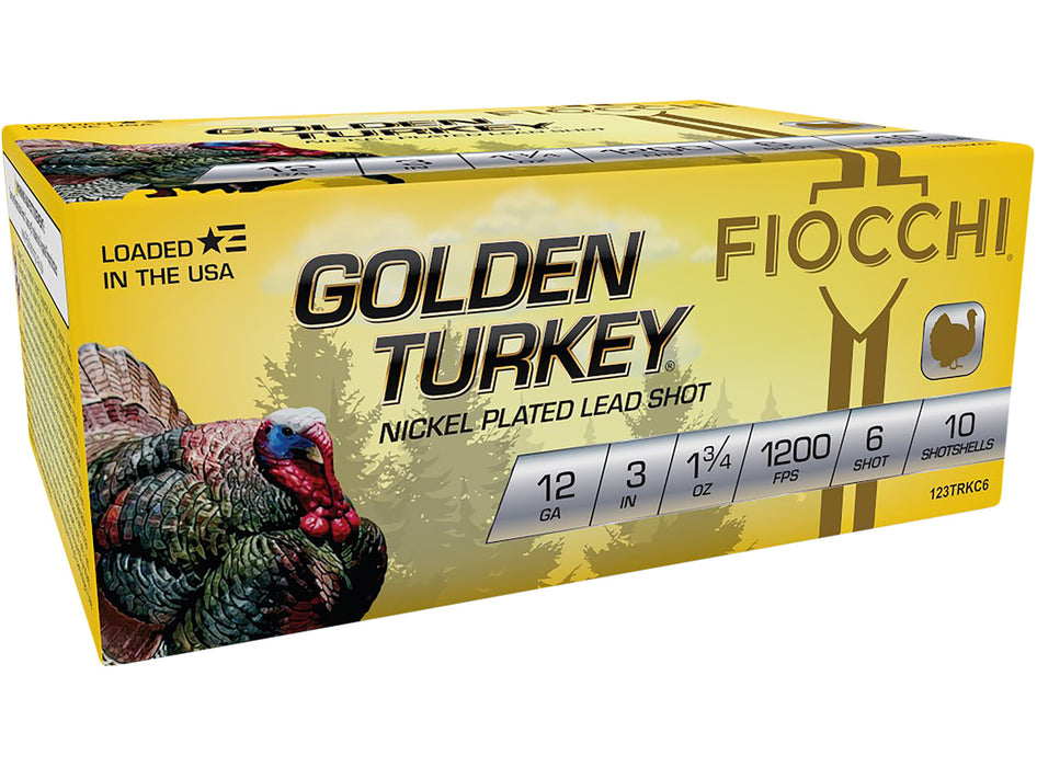 Fiocchi 123TRKC6 Golden Turkey Hunting 12 Gauge 3" 1 3/4 oz 6 Shot 10 Per Box/ 10 Cs