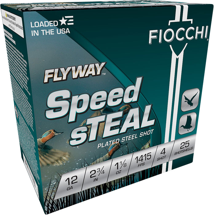 Fiocchi 12FST4 Speed Steal Flyway 12 Gauge 2.75" 1 1/8 oz 4 Shot 25 Per Box/ 10 Cs