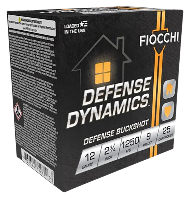 Fiocchi 12EX9P Defense Dynamics Defense Buckshot 12 Gauge 2.75" 25 Per Box/ 10 Cs