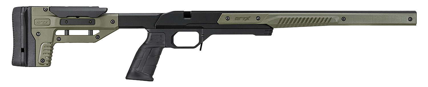 Mdt Sporting Goods Inc 106159ODG Oryx Chassis OD Green/Black Aluminum, Adj. Cheekrest, M-LOK Forend, AR-Style Grip, Barricade Stop, Fits Short Action Howa 1500 & Weatherby Vanguard