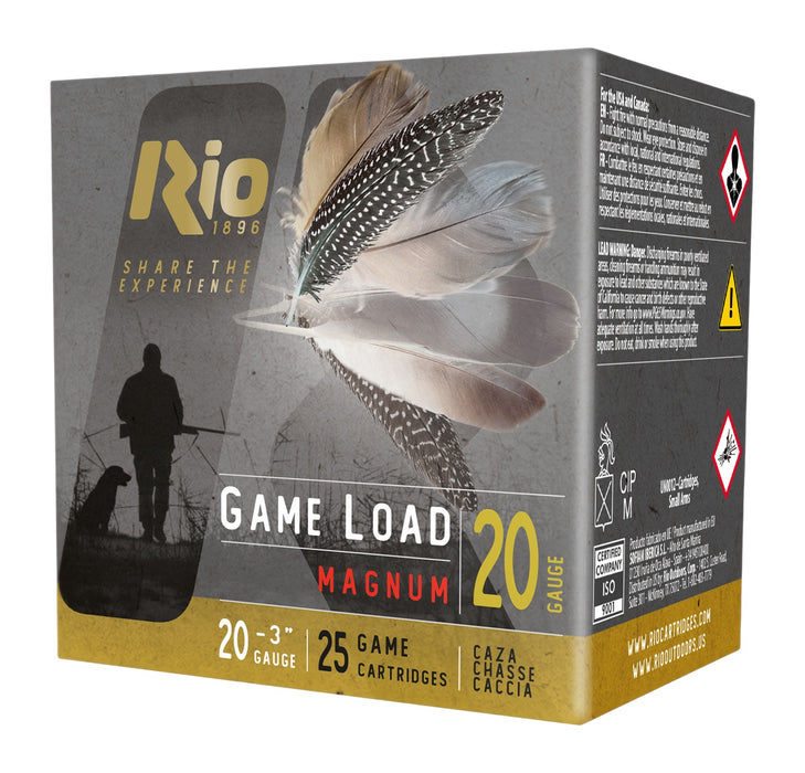 Rio Ammunition RC20MGN6 Game Load  20Gauge 3" 1 1/4oz 6Shot 25 Per Box/10 Case