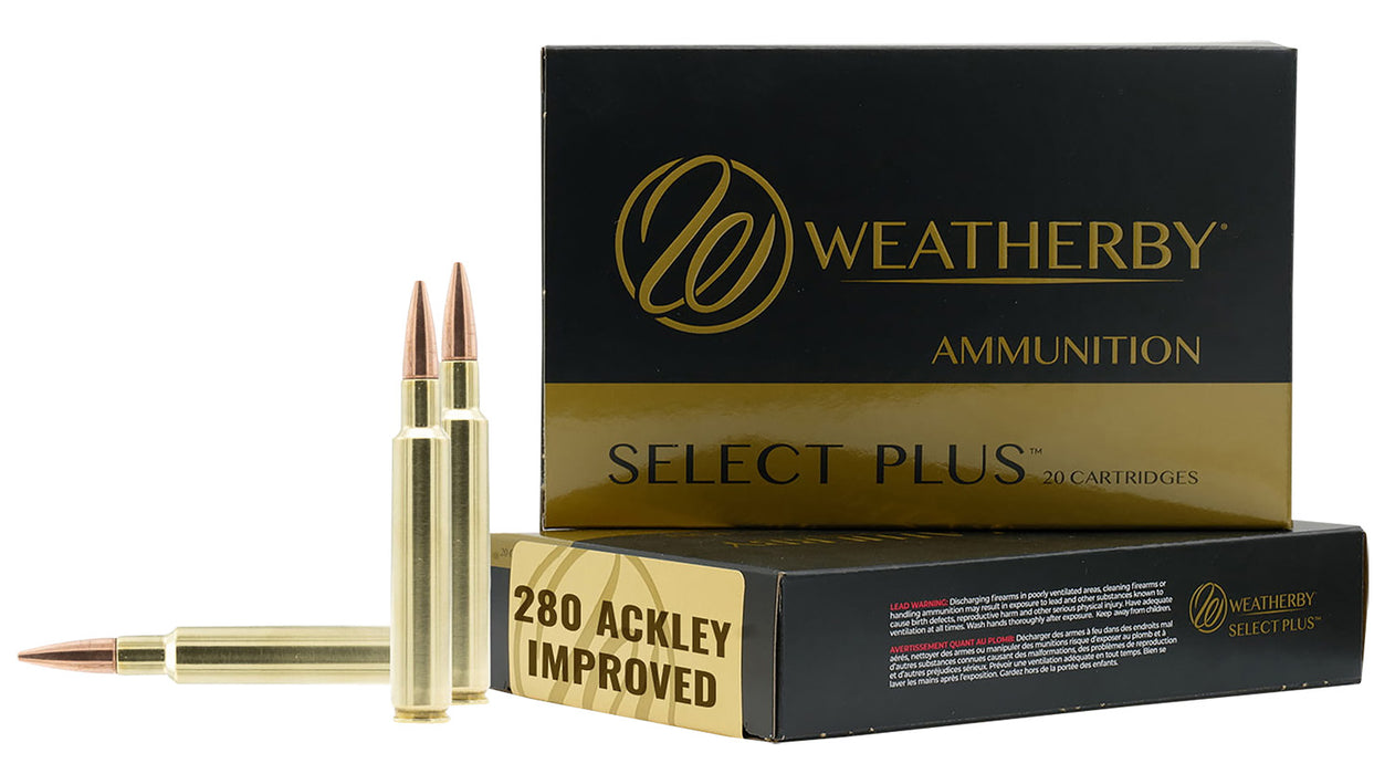 Weatherby F280A150SCO Select Plus  280 Ackley Improved 150 gr 20 Per Box 10 Cs