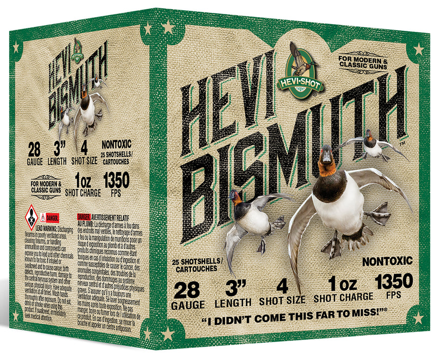 HEVI-Shot HS18434 HEVI-Bismuth Waterfowl 28Gauge 3" 1oz 4Shot 25 Per Box/10 Case