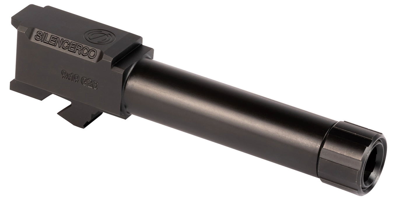 SilencerCo AC1329 Threaded Barrel  3.70" 9mm Luger, Black Nitride Stainless Steel, Fits Glock 26 Gen 1-5