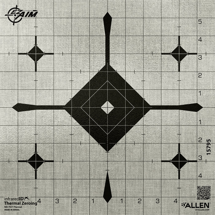 Allen 15795 EZ-Aim Thermal ID Grid Bullseye Paper 12" x 12" Gray, 12 Targets