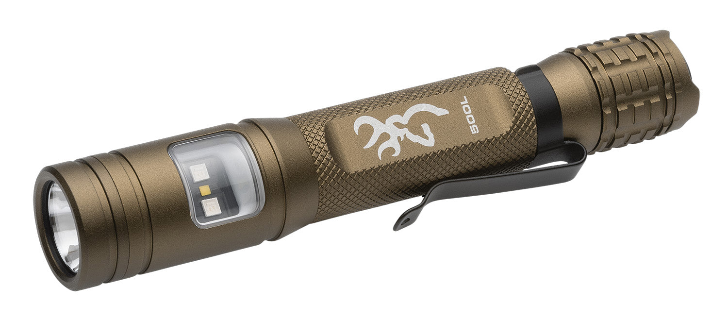 Browning 3711265 Ridgeline Flashlight  Burnt Bronze 20/500 Lumens LED White/Green