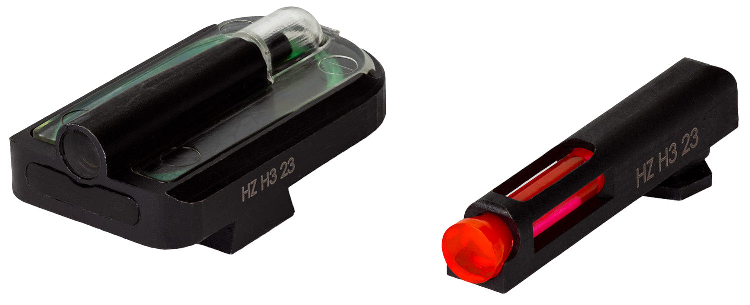 HiViz GLFD21 FastDot H3 Sight Set for Glock  2 Dot Green Tritium Front/Red Fiber Optic Rear/Black Frame Compatible w/ All Glock 9mm/.40 S&W/.357 Sig Front Post/Rear Dovetail Mount