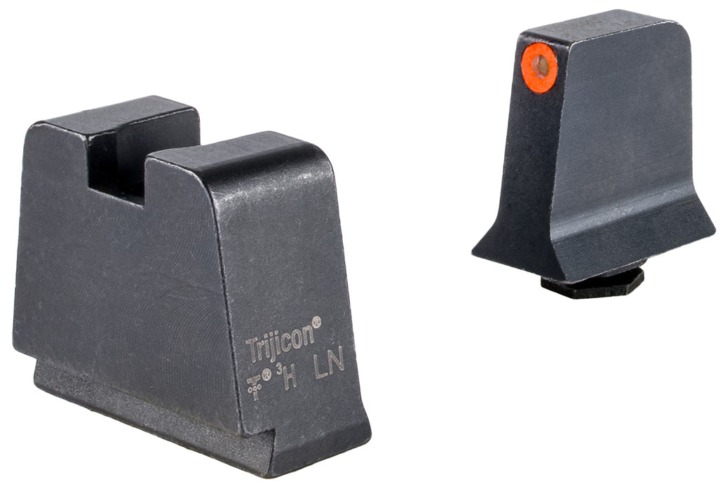 Trijicon GL243C601146 Suppressor/Optic Height Sights- Glock Slim Frame  Black Green Tritium Orange Outline Front Sight Black Rear Sight