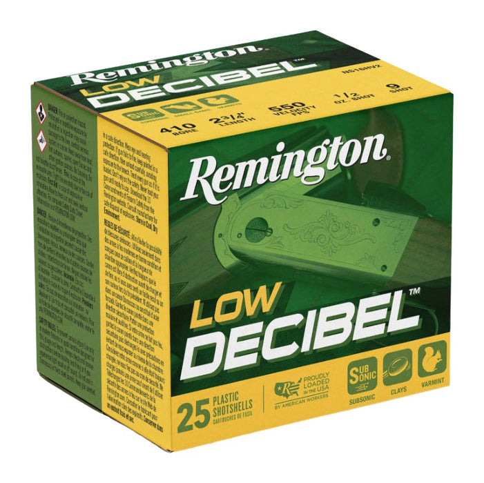 Remington Ammunition R20740 Low Decibel  410Gauge 2.50" 9Shot 25 Per Box/10 Case