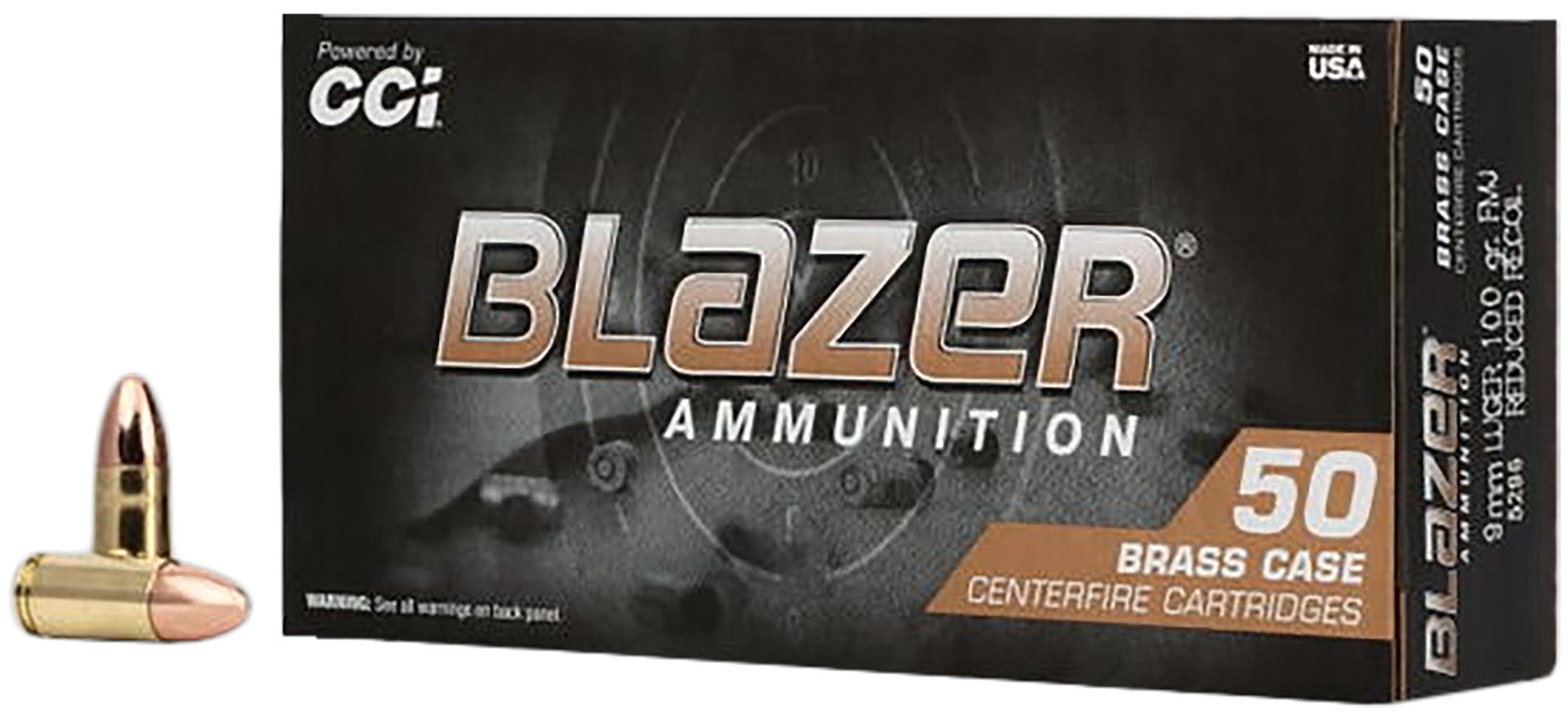 CCI 5296 Blazer Brass  9mm Luger 100 gr Full Metal Jacket 50 Per Box/ 20 Case