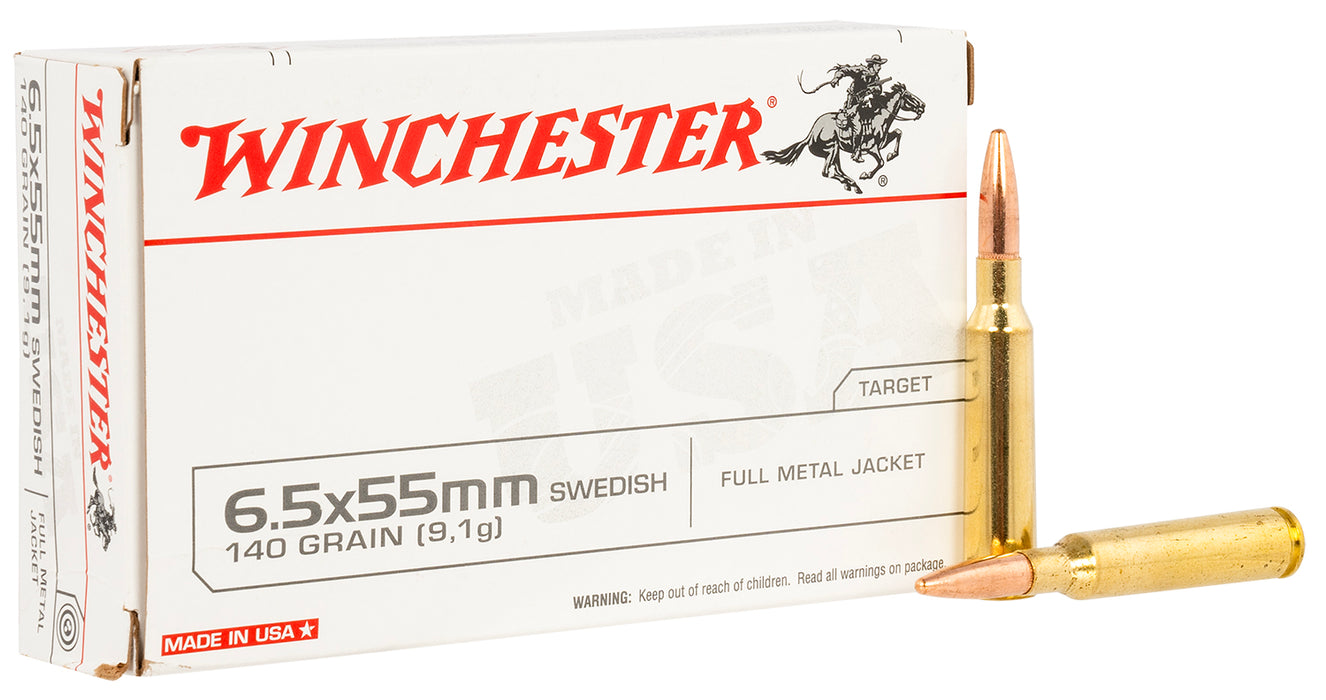 Winchester Ammo USA6555 USA Target 6.5x55 Swedish 140 gr Full Metal Jacket 20 Per Box/ 10 Case