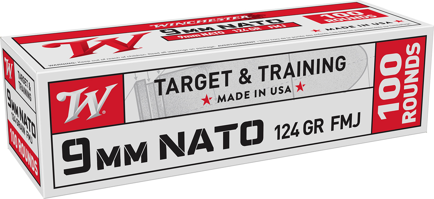 Winchester Ammo W9NATOVP   9mm 124 gr Full Metal Jacket 100 Per Box/ 10 Case