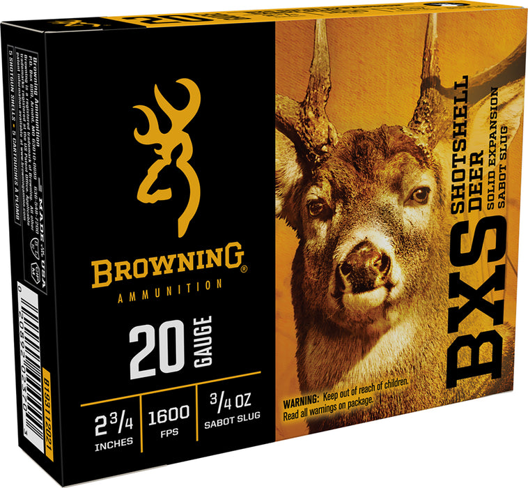 Browning Ammo B193112021 BXS  20 Gauge 2.75" 3/4 oz Sabot Slug Shot 5 Per Box/ 20 Case