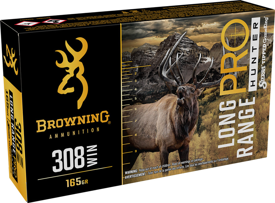 Browning Ammo B192503082 Long Range Pro  308 Win 165 gr 20 Per Box/ 10 Case