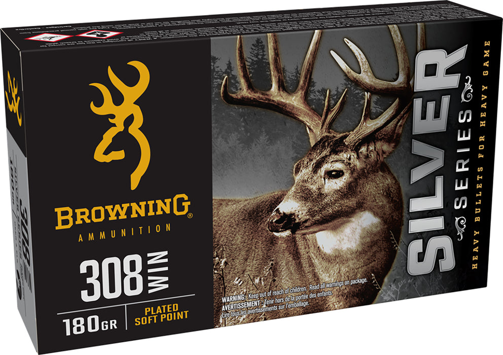 Browning Ammo B192603081  Silver 308 Win 180 gr 20 Per Box/ 10 Case