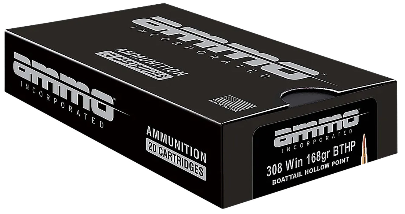 Ammo Inc 308168BTHPA20 Match  308 Win 168 gr Boat Tail Hollow Point 20 Per Box/ 10 Case