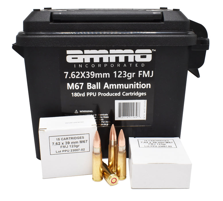 Ammo Inc 762X39123FMJ-B180   7.62x39mm 123 gr Full Metal Jacket/ 180rds