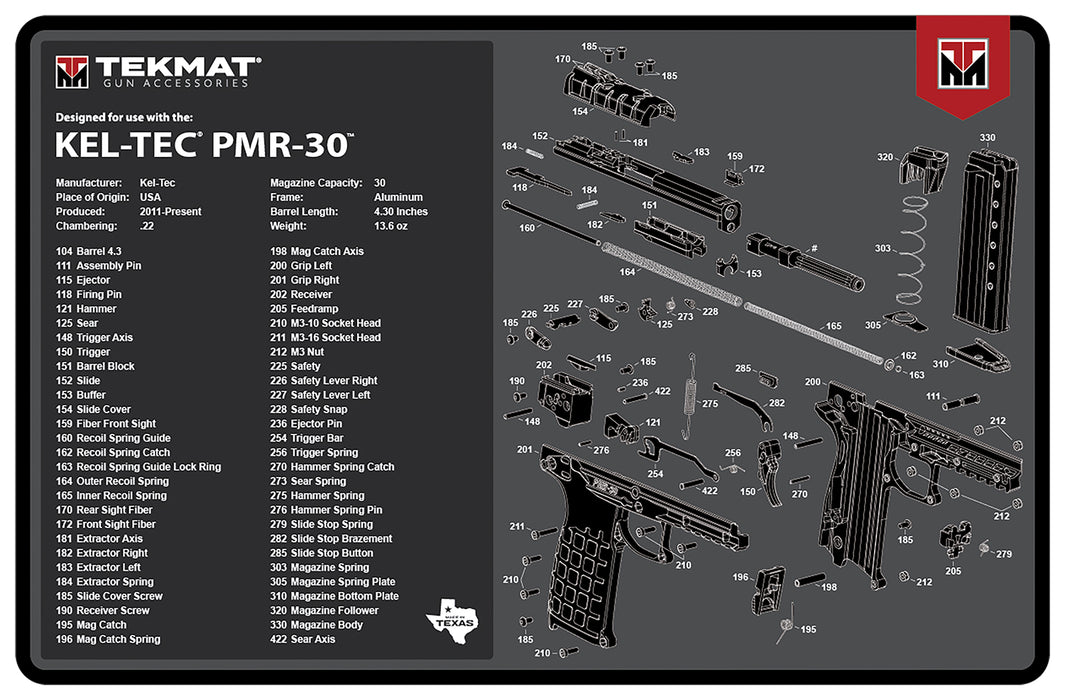 TekMat TEKR17KELPMR3  Cleaning Mat 17"x11" Gray Thermoplastic Fiber Top w/Vulcanized Rubber Back/ TEKMAT Logo Illustration