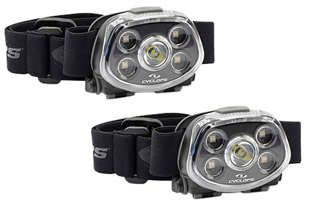 Cyclops CYC-HLFXP-2PK Force XP LED Headlamp  Black 3.2/5.5/15/350 Lumens Red/Green Cree LED