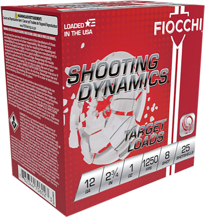 Fiocchi 12SD1X8 Shooting Dynamics  12 Gauge 2.75" 1 oz 8 Shot 25 Per Box/ 10 Case