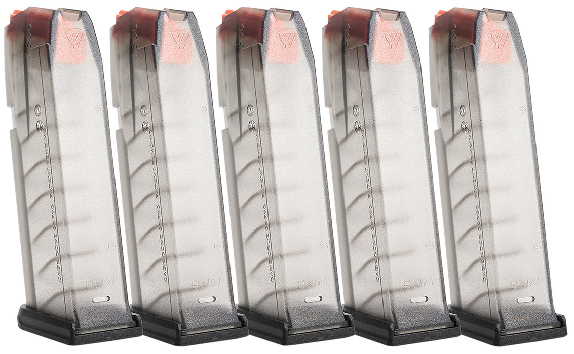 Strike Industries GMAG19X5   15rd Compatible w/ Glock 19/26 Gen3-5 Translucent Smoke 5 Pack