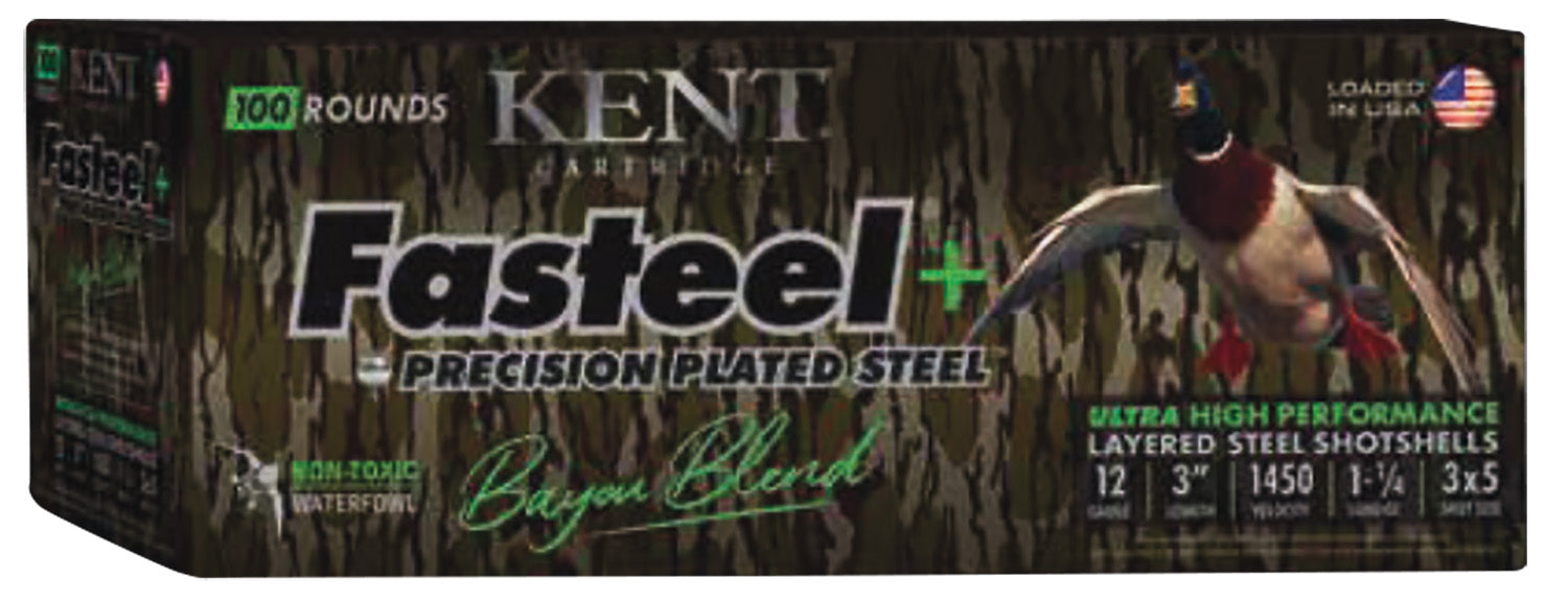 Kent Cartridge CC123FSP363X5 Fasteel + Precision Steel 12 Gauge 3" 1 1/4 oz 3x5 Shot 100 Per Box/ 2 Case