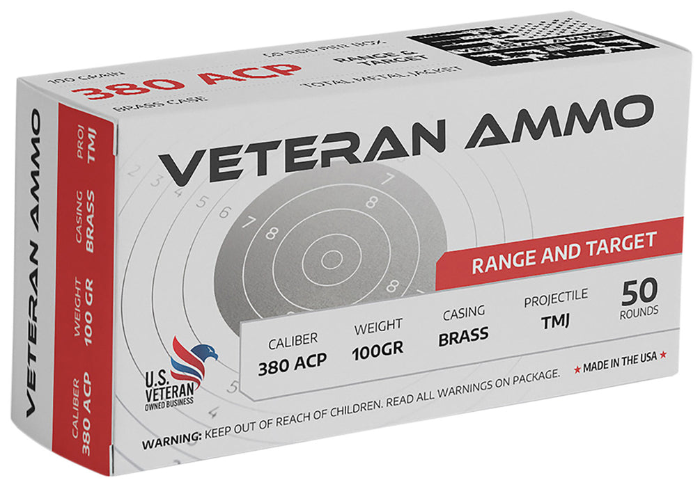 Hyperion Munitions HMBX38010050 Veteran Ammo  380 ACP 100 gr Full Metal Jacket 50 Per Box/20 Case