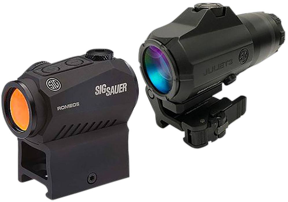 Sig Sauer Electro-Optics SORJ5X201 Romeo5XDR and Juliet5 Micro Combo Kit Black 1x/5x 20 mm x 24 mm 2 MOA Red Dot/65 MOA Circle Multi Reticle