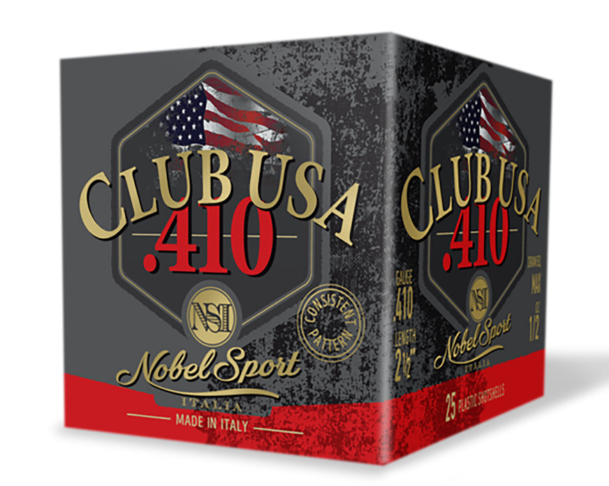 Nobel/eurosports Llc ANS41275  Club USA 410Gauge 2.50" 1/2oz 7.5Shot 25 Per Box/10 Case