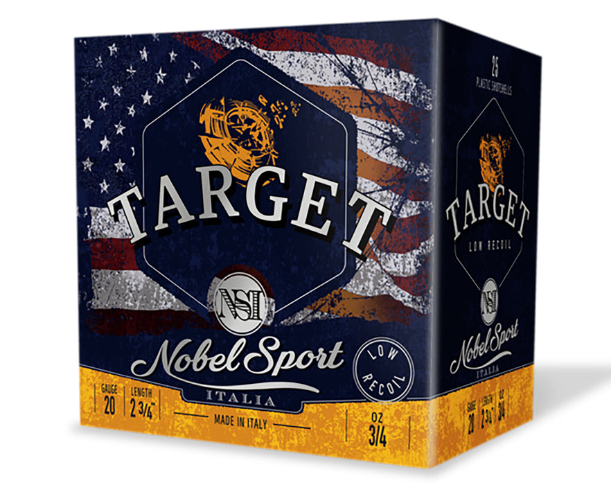 Nobel/eurosports Llc ANSLR208 Target Low Recoil 20Gauge 2.75" 3/4oz 8Shot 25 Per Box/10Case