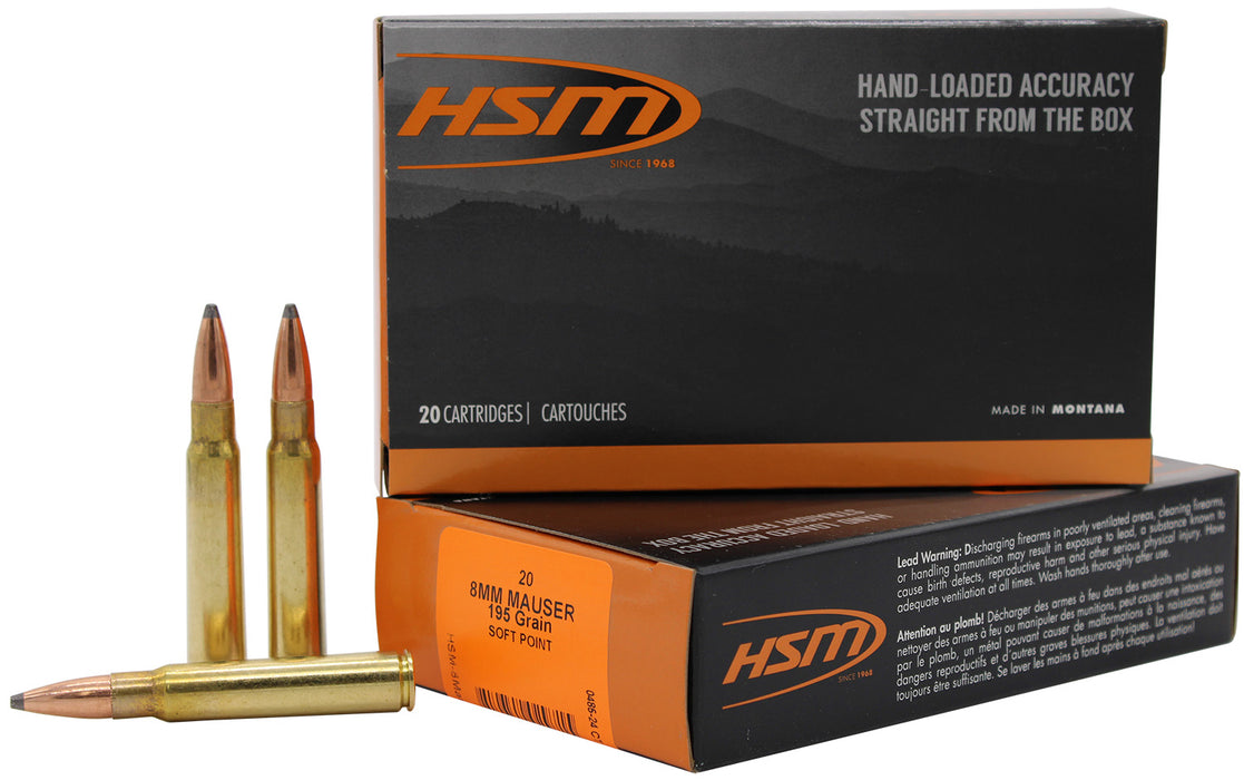 HSM 8MAUSER5N   8mmMauser 195gr Soft Point 20 Per Box/20 Case