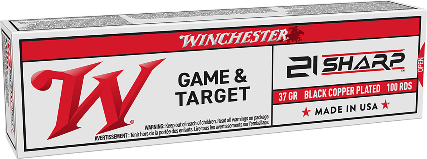 Winchester Ammo X21C USA  21Sharp 37gr Black Copper Plated 100 Per Box/20 Case