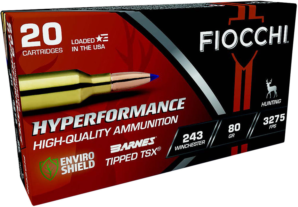 Fiocchi 243TTSX Hyperformance  243Win 80gr Barnes Tipped TSX 20 Per Box/10 Case