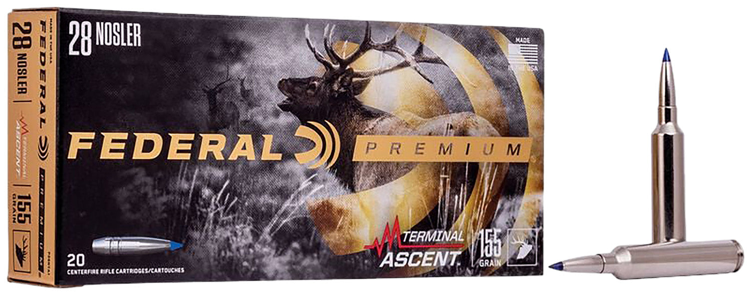 Federal P28NTA1 Premium  28Nosler 155gr Terminal Ascent 20 Per Box/10 Case