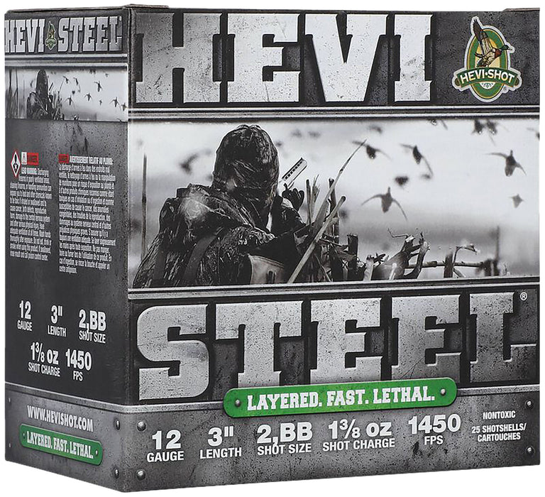 HEVI-Shot HS60288 HEVI-Steel Waterfowl 12Gauge 3" 1 3/8oz 2/BBShot 25 Per Box/10 Case