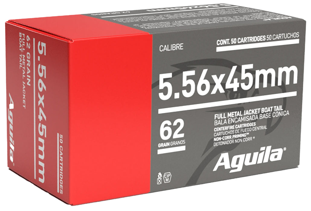 Aguila 1E556110   5.56x45mm NATO 62gr Full Metal Jacket Boat Tail 50 Per Box/20 Case