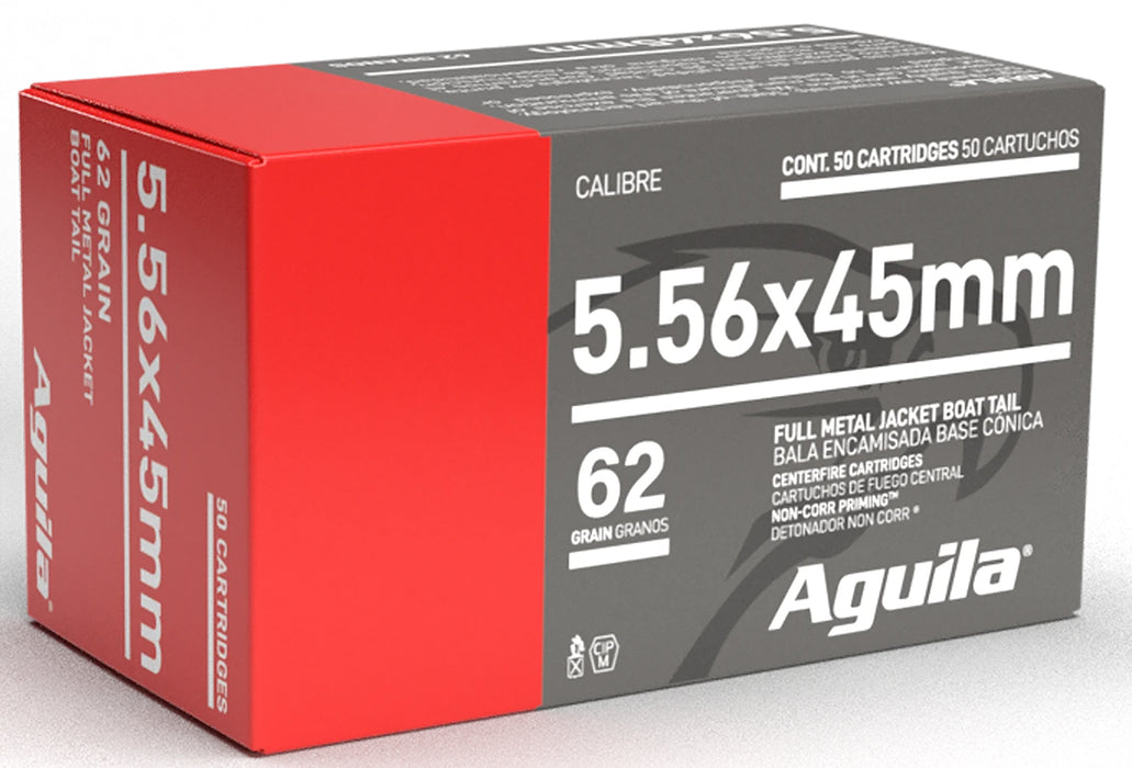 Aguila 1E556110 Target & Range  5.56x45mm NATO 62 gr Full Metal Jacket Boat-Tail (FMJBT) 50 Per Box/20 Cs