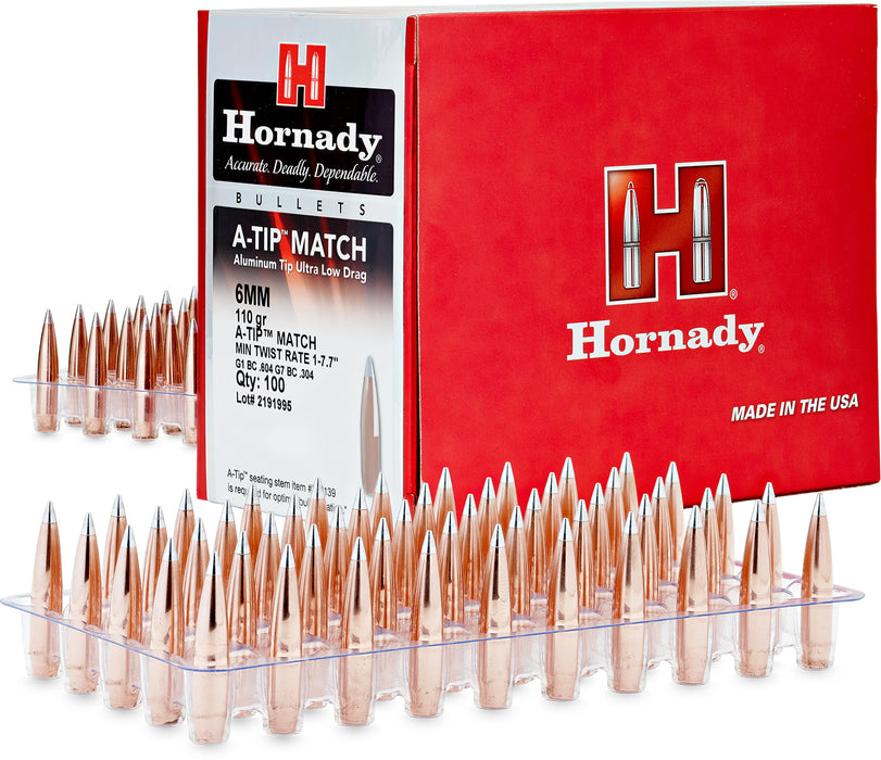 Hornady 245312   6mm .243 110gr A-Tip Match 500 Per Box/6 Case