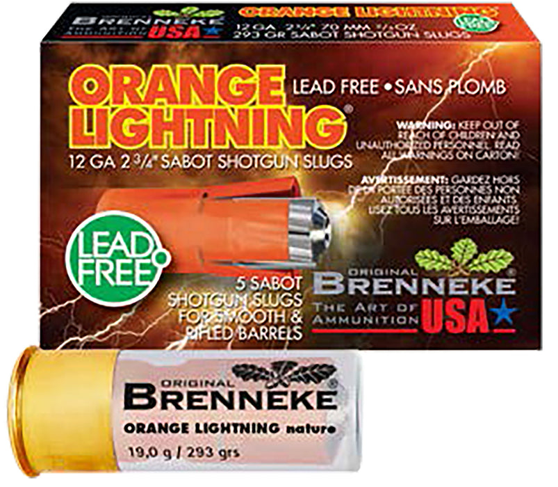 Brenneke SL122OL Orange Lightning  12Gauge 2.75" 1oz Slug Shot 5 Per Box/50 Case