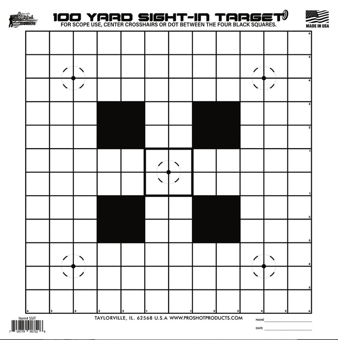 Pro-Shot SSIT12PK  Sight-In Hanging Heavy Paper 100yds 14" x 14" Black/White 12 Pack