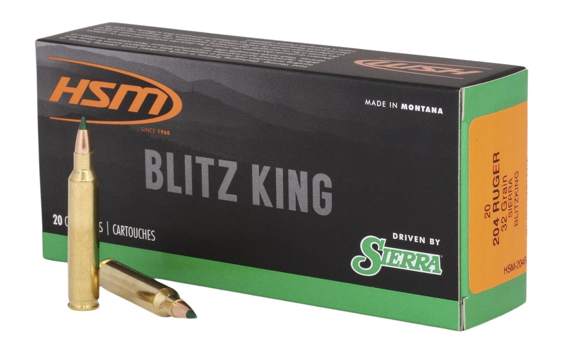 HSM 204R3N   204Ruger 32gr BlitzKing 20 Per Box/20 Case
