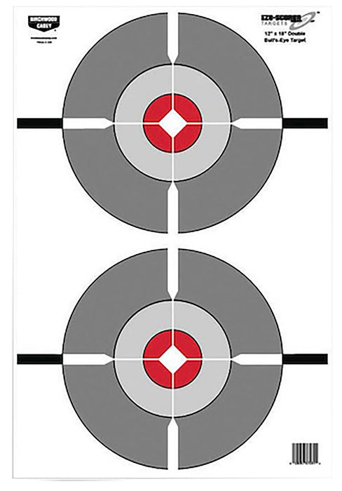 Birchwood Casey BC-37207 EZE-Scorer  Double Bullseye Hanging Paper 12" x 18" Gray/Red 10 Pack