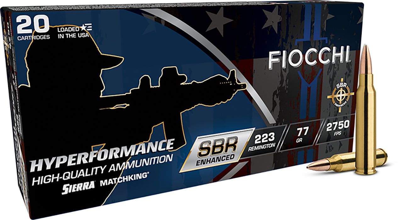 Fiocchi 223SBRD Hyperformance  223Rem 77gr Hollow Point Boat Tail 20 Per Box/10 Case